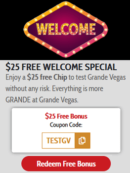 Join Grande Vegas Casino, free bonus
