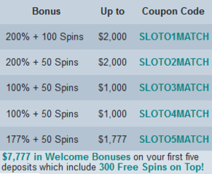 $7777 welcome bonuses when you join Sloto'Cash Casino