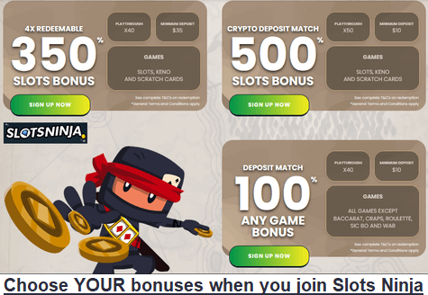 Slots Ninja Casino join bonuses