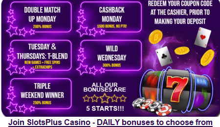 Join SlotsPlus Casino, bonus promotions