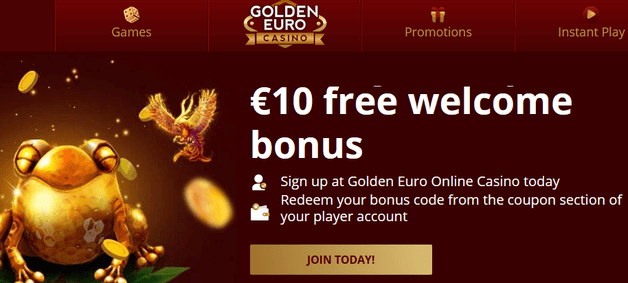 Golden Euro online casino welcome bonus, no deposit required