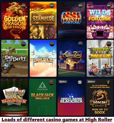 High Roller's collection of online casino games