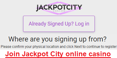 Signing up/Joining Jackpot City Casino