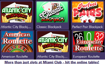 Miami Club Casino online table games