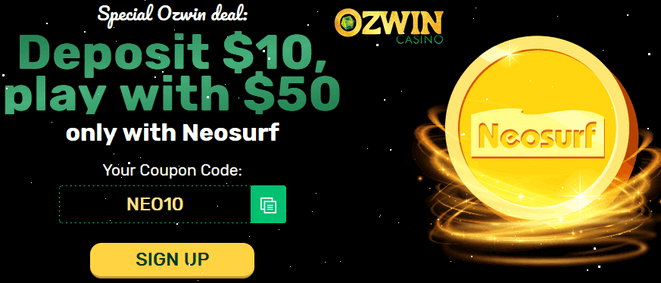 Ozwin Casino Australia, Neosurf coupon code