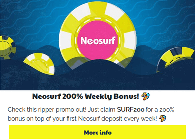 Ripper online casino, Neosurf weekly deposit promo bonus