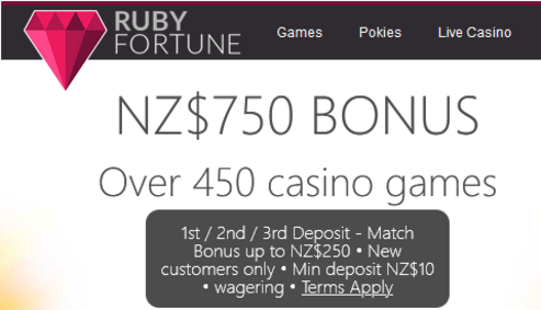 Ruby Fortune New Zealand online casino games bonus