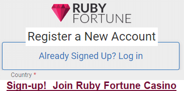Ruby Fortune casino sign-up new account