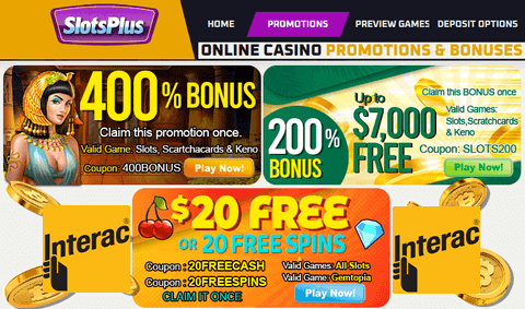SlotsPlus Interac Canada casino bonuses