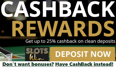 SlotsWin Casino no bonus cashback