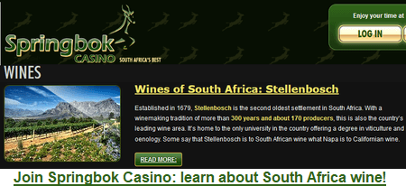 Join Springbok Casino, South Africa wine