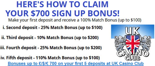 UK Casino Club deposit bonuses