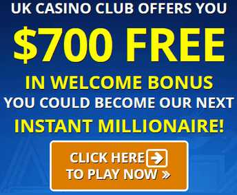 UK Casino Club's welcome bonus when you join